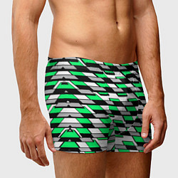 Трусы-боксеры мужские Зелёные четырёхугольники на белом фоне, цвет: 3D-принт — фото 2