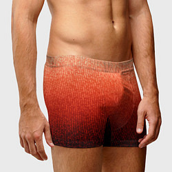 Трусы-боксеры мужские Полосатый градиент оранжево-красный в чёрный, цвет: 3D-принт — фото 2