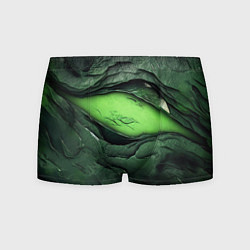 Трусы-боксеры мужские Разрез на зеленой абстракции, цвет: 3D-принт