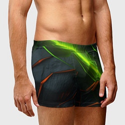 Трусы-боксеры мужские Green neon abstract geometry, цвет: 3D-принт — фото 2