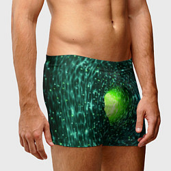 Трусы-боксеры мужские Червоточина - зеленый водоворот со свечением, цвет: 3D-принт — фото 2