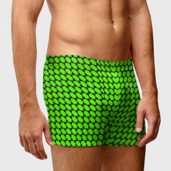 Трусы-боксеры мужские Зелёные лепестки шестиугольники, цвет: 3D-принт — фото 2