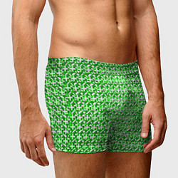 Трусы-боксеры мужские Белые плюсики на зелёном фоне, цвет: 3D-принт — фото 2