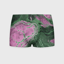 Трусы-боксеры мужские Мрамор темно-зеленый с розовым, цвет: 3D-принт