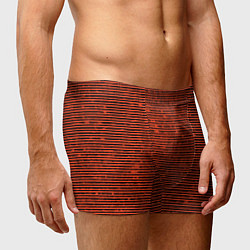 Трусы-боксеры мужские Чёрно-оранжевый полосатый, цвет: 3D-принт — фото 2