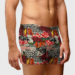 Трусы-боксеры мужские Разноцветный орнамент хаки, цвет: 3D-принт — фото 2