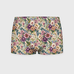 Трусы-боксеры мужские Нежные цветочные мотивы паттерны, цвет: 3D-принт