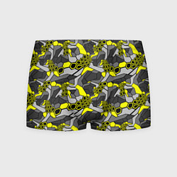 Трусы-боксеры мужские Шестиугольная текстура желтого камуфляжа, цвет: 3D-принт