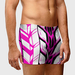 Трусы-боксеры мужские Чёрно-розовые полосы на белом фоне, цвет: 3D-принт — фото 2
