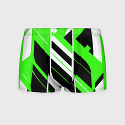 Трусы-боксеры мужские Black and green stripes on a white background, цвет: 3D-принт