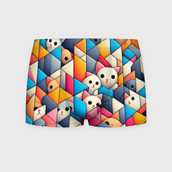 Трусы-боксеры мужские Geometric pattern with kittens - ai art, цвет: 3D-принт