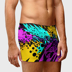 Трусы-боксеры мужские Разноцветная неоновая абстракция - нейроарт, цвет: 3D-принт — фото 2