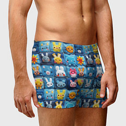 Трусы-боксеры мужские Пэчворк с кроликами, цвет: 3D-принт — фото 2