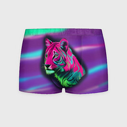 Трусы-боксеры мужские Неоновый радужный тигр, цвет: 3D-принт