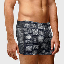Трусы-боксеры мужские Африканские узоры на пэчворк дениме, цвет: 3D-принт — фото 2