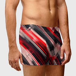 Трусы-боксеры мужские Красные диагональные полосы на чёрном фоне, цвет: 3D-принт — фото 2