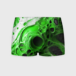 Трусы-боксеры мужские Зелёно-белая абстрактная структура, цвет: 3D-принт