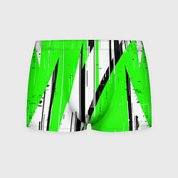 Трусы-боксеры мужские Black and white vertical stripes on a green backgr, цвет: 3D-принт