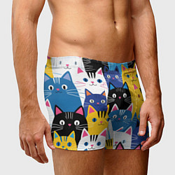 Трусы-боксеры мужские Много цветных котиков, цвет: 3D-принт — фото 2