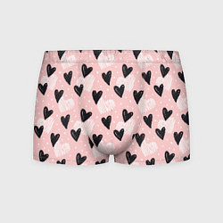 Трусы-боксеры мужские Романтичный паттерн с сердечками на розовом фоне, цвет: 3D-принт