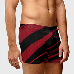 Трусы-боксеры мужские Sport чёрный и красный полосы, цвет: 3D-принт — фото 2