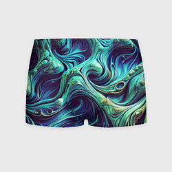 Трусы-боксеры мужские Мерцающие зеленый потеки краски, цвет: 3D-принт