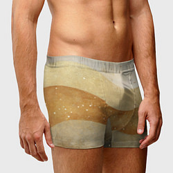 Трусы-боксеры мужские Бежево-золотые полосы с блестками, цвет: 3D-принт — фото 2