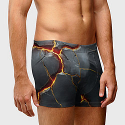 Трусы-боксеры мужские Серая текстура с золотым изломом, цвет: 3D-принт — фото 2