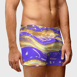 Трусы-боксеры мужские Фиолетово-золотая жидкая текстура, цвет: 3D-принт — фото 2