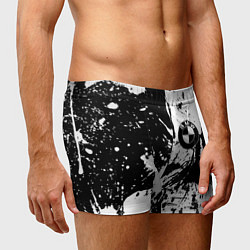 Трусы-боксеры мужские BMW черно белые краски, цвет: 3D-принт — фото 2