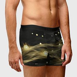 Трусы-боксеры мужские Золотистый свет на черной текстуре, цвет: 3D-принт — фото 2