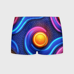Трусы-боксеры мужские Оранжевый круг и голубые линии текстура, цвет: 3D-принт