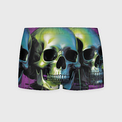 Трусы-боксеры мужские Черепа отливающие неоном, цвет: 3D-принт