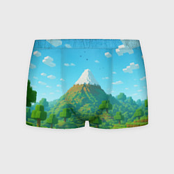 Трусы-боксеры мужские Пейзаж Minecraft с горой со снежной шапкой, цвет: 3D-принт