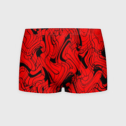 Трусы-боксеры мужские Чёрно-красный абстрактный линии, цвет: 3D-принт