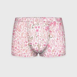 Трусы-боксеры мужские Белый в розовый цветочный паттерн, цвет: 3D-принт