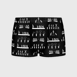 Мужские трусы Силуэты игры в кальмара на черном фоне