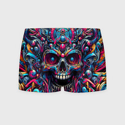 Трусы-боксеры мужские Colorful cyber skull - pattern, цвет: 3D-принт