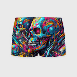Трусы-боксеры мужские Cyber skull - pattern, цвет: 3D-принт