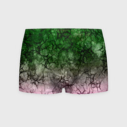 Трусы-боксеры мужские Абстракция - green pink gradient in black web, цвет: 3D-принт