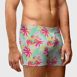 Трусы-боксеры мужские Palm yellow pink, цвет: 3D-принт — фото 2