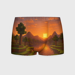 Трусы-боксеры мужские Закат - Minecraft, цвет: 3D-принт