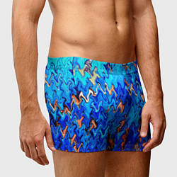 Трусы-боксеры мужские Сине-голубой стекающая абстракция, цвет: 3D-принт — фото 2