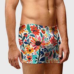 Трусы-боксеры мужские Простые цветы, цвет: 3D-принт — фото 2