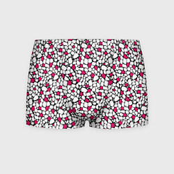 Мужские трусы Мелкий красно белый мозаичный узор на черном