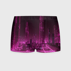 Трусы-боксеры мужские Городской пейзаж неоновый киберпанк, цвет: 3D-принт