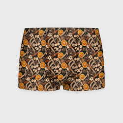 Мужские трусы Новогодний орнамент с корицей и дольками апельсина