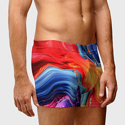 Трусы-боксеры мужские Красно-синие масляные краски смешение абстракция, цвет: 3D-принт — фото 2