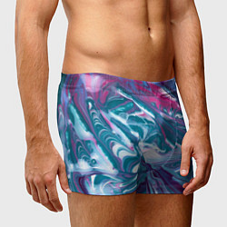 Трусы-боксеры мужские Абстракция бело сине красный мрамор, цвет: 3D-принт — фото 2