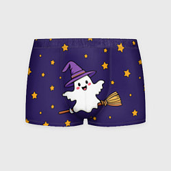 Трусы-боксеры мужские Хэллоуин, привидение на метле, цвет: 3D-принт